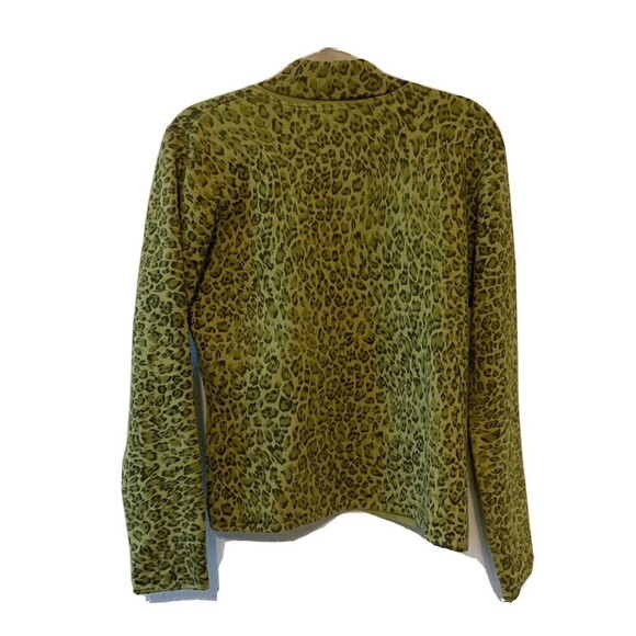 Dana Buchman Womens Size Medium Green Black Printed Wool Blend Cardigan Sweater - Picture 3 of 5